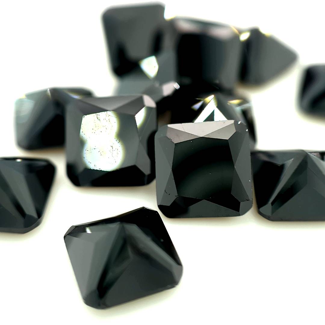 Asscher Square with Cut Corners Black CZ