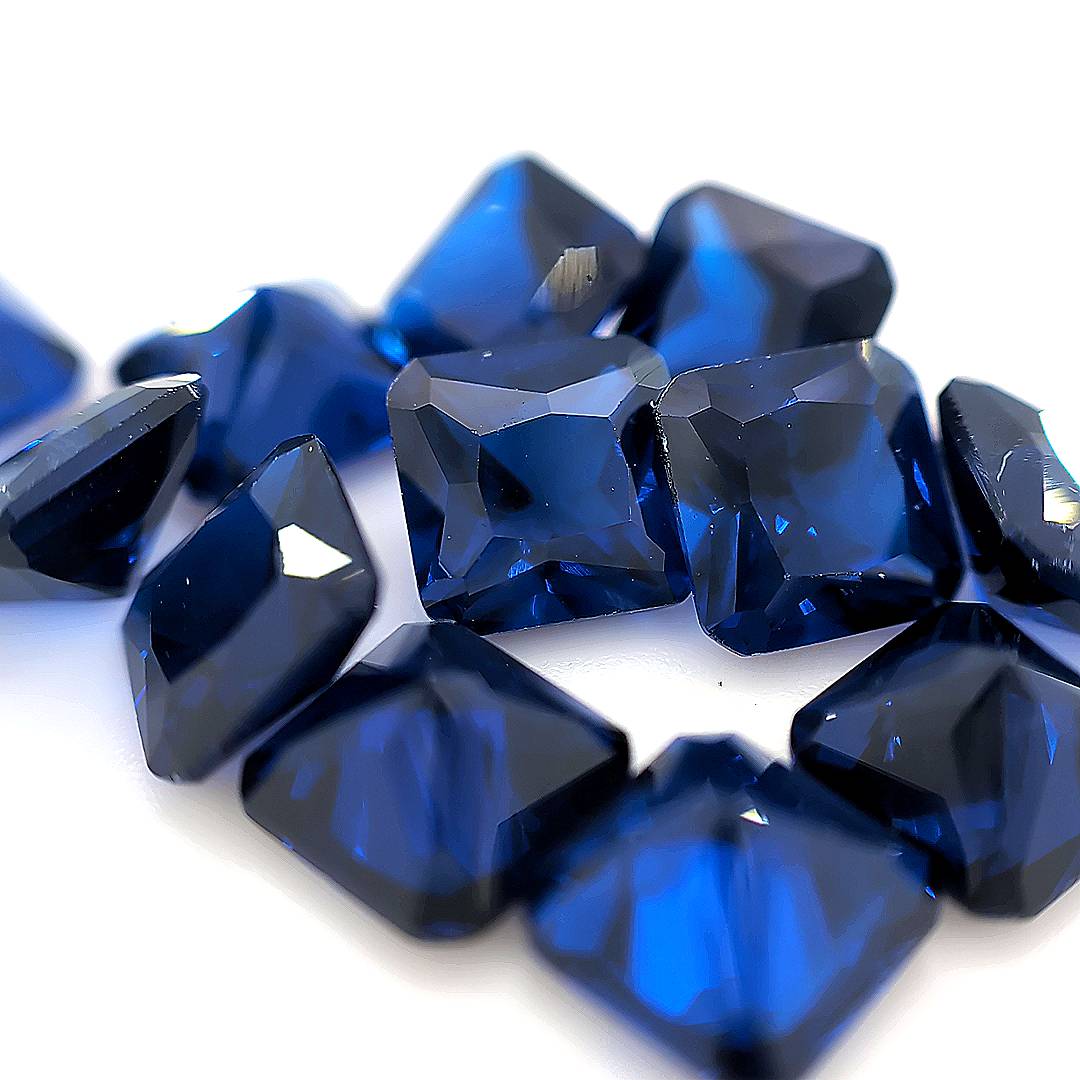 Asscher Square with Cut Corners Synthetic Blue Spinel