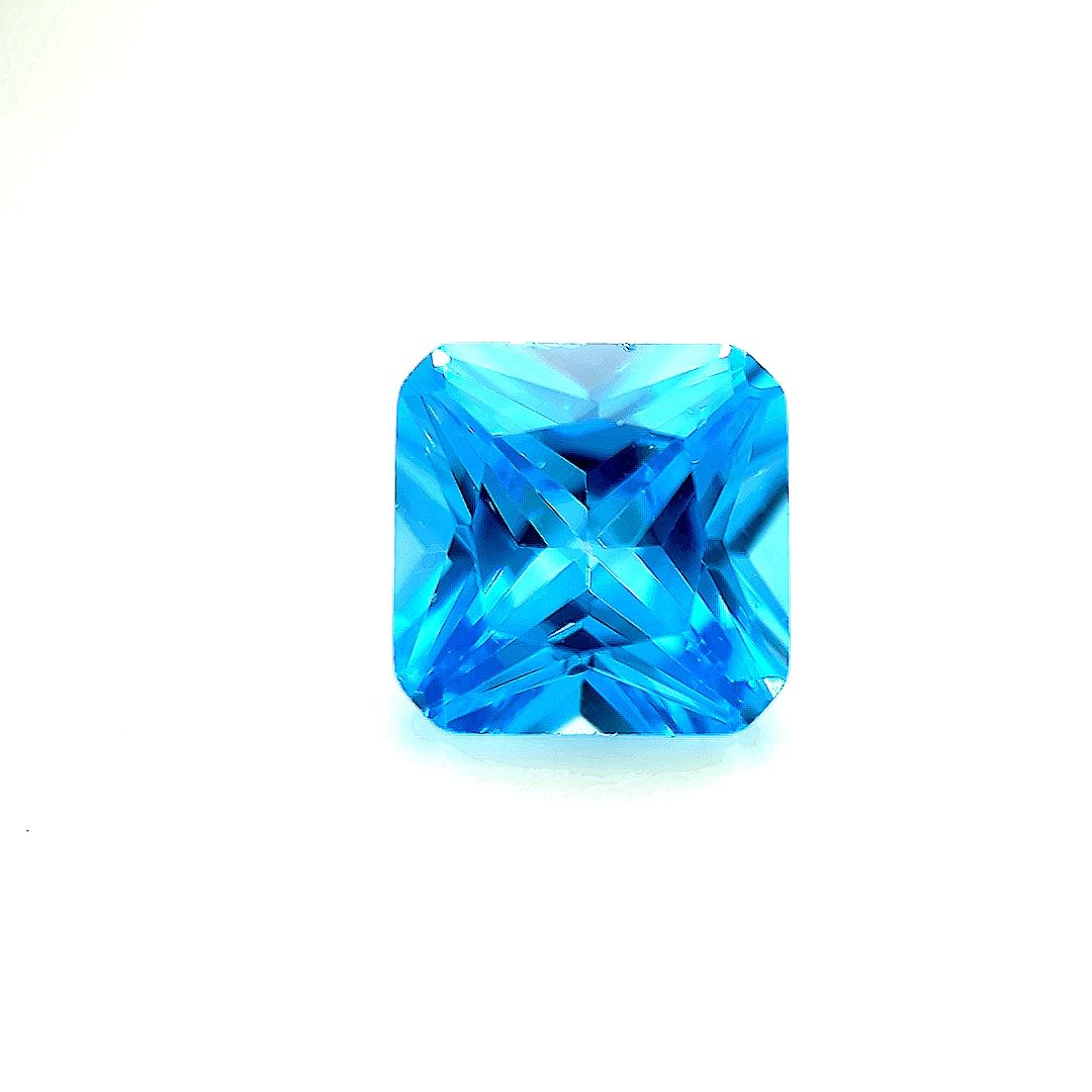 Asscher Square with Cut Corners Blue CZ