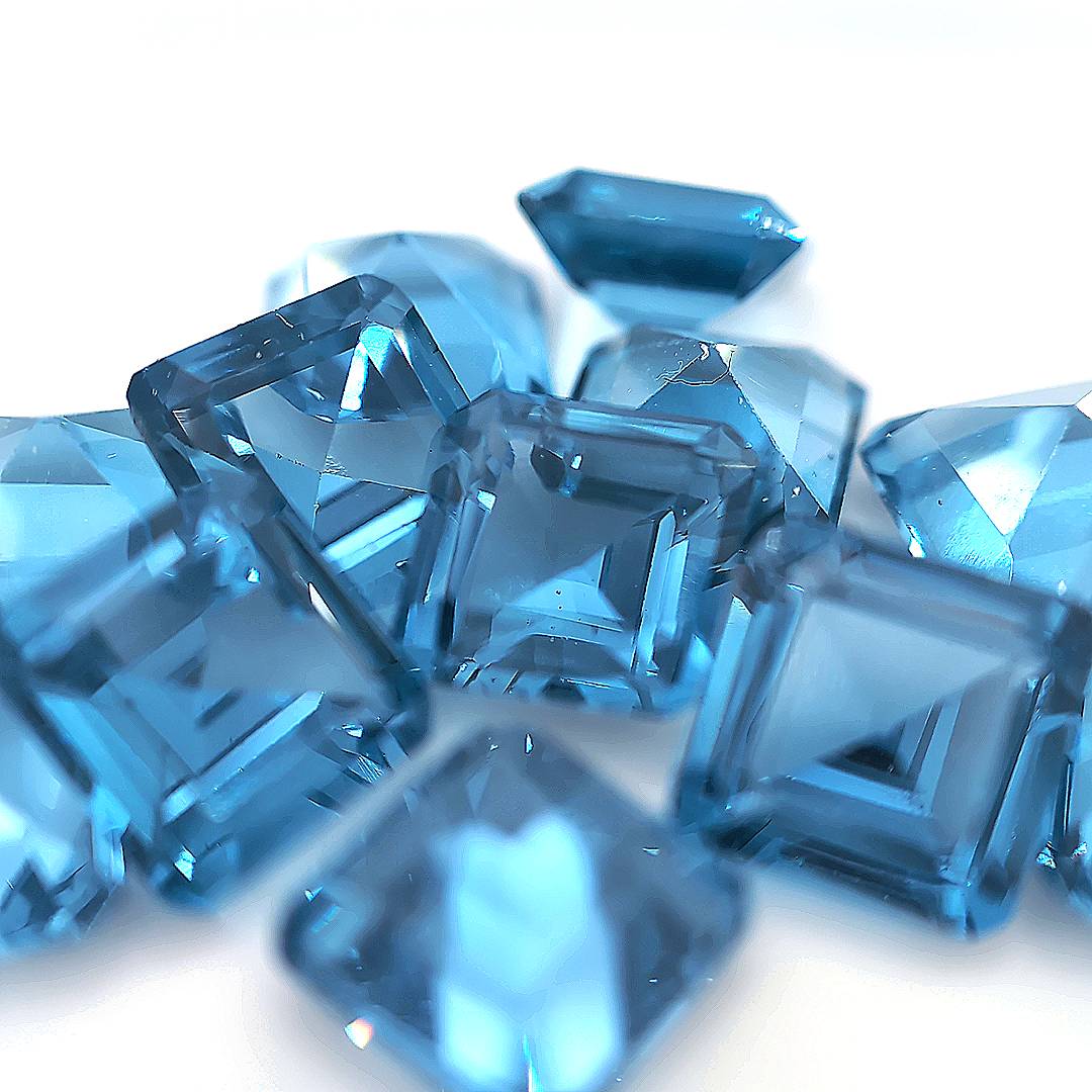 Asscher Square with Cut Corners Synthetic  Blue Zircon Spinel