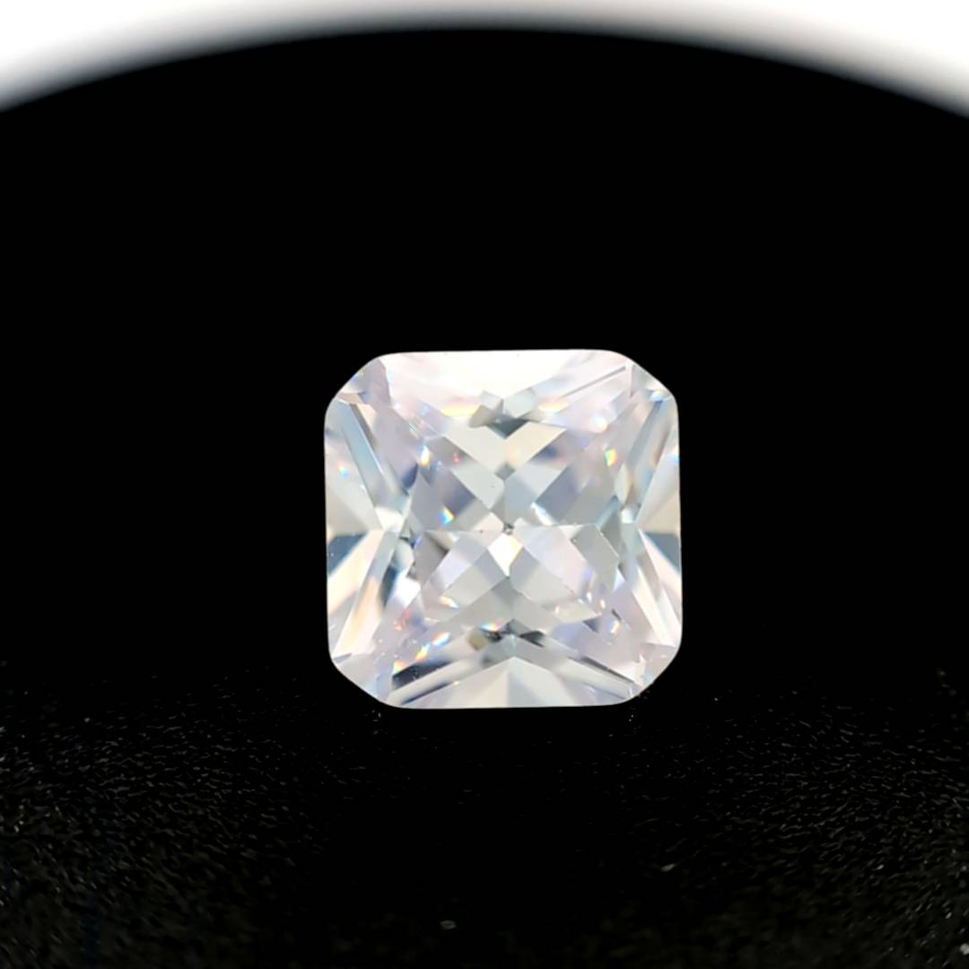 Asscher Square with Cut Corners White CZ