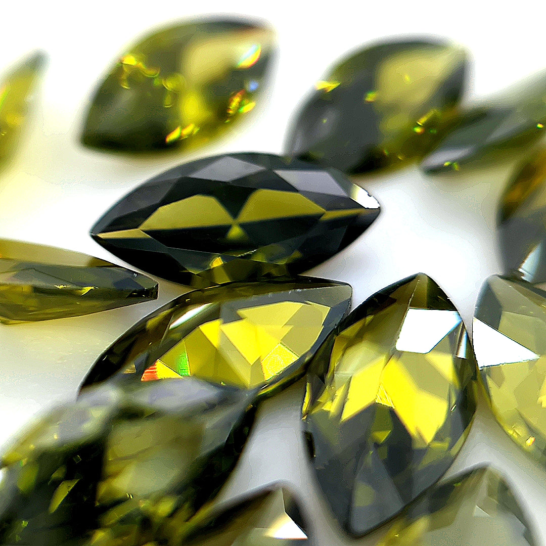 Marquise Dark Peridot CZ