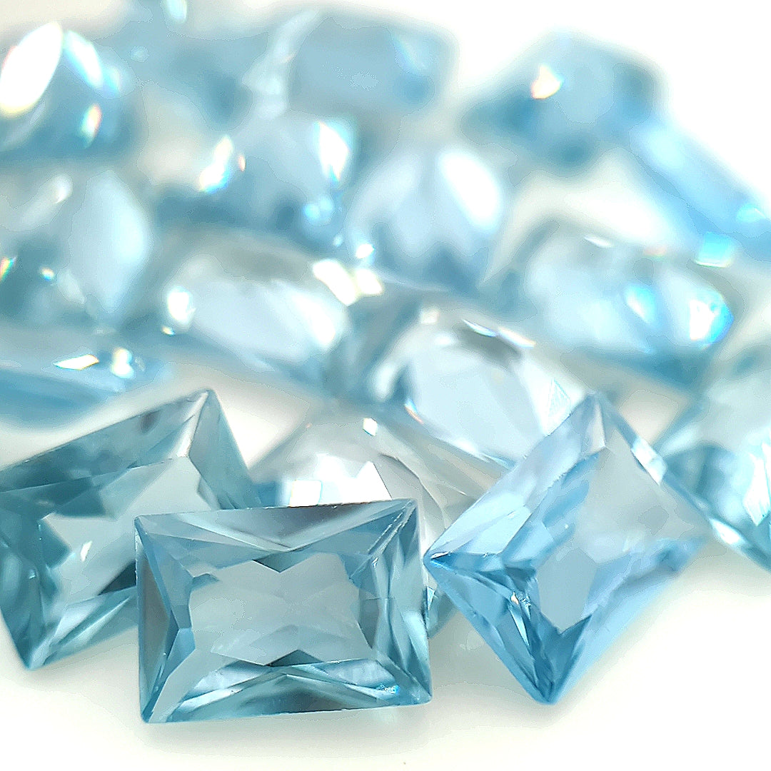 Rectangle Synthetic Aquamarine Spinel