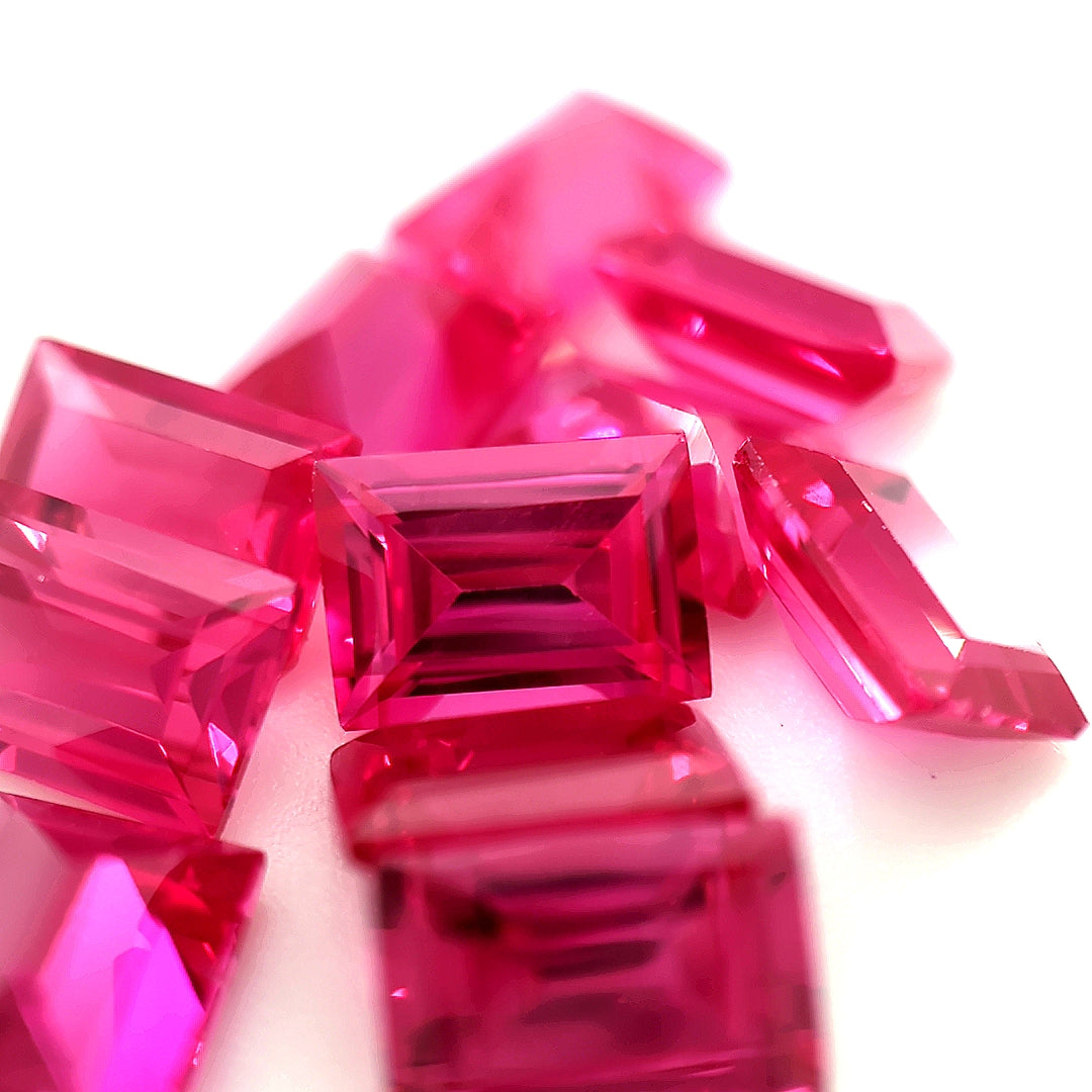 Rectangle Synthetic Pink Sapphire Corundum