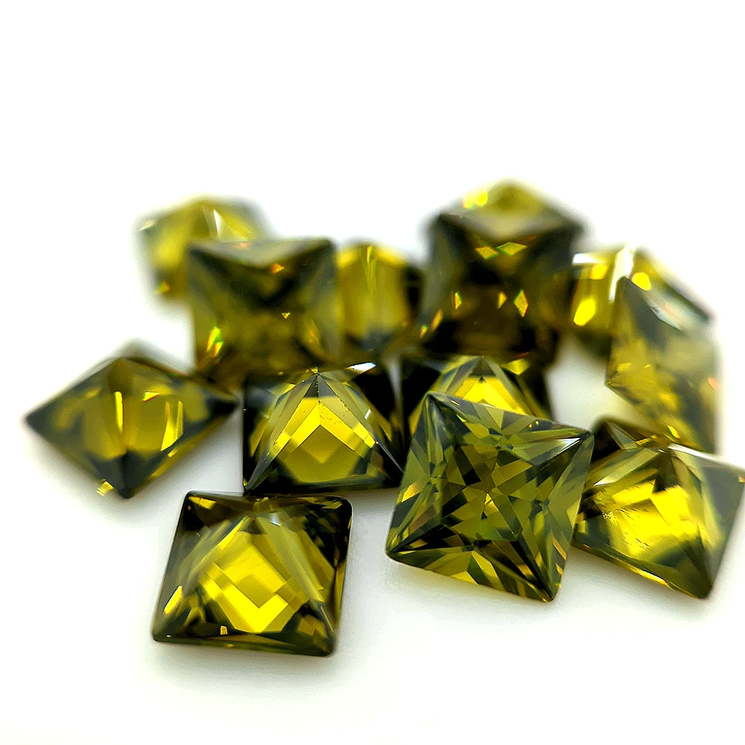 Square Dark Peridot CZ