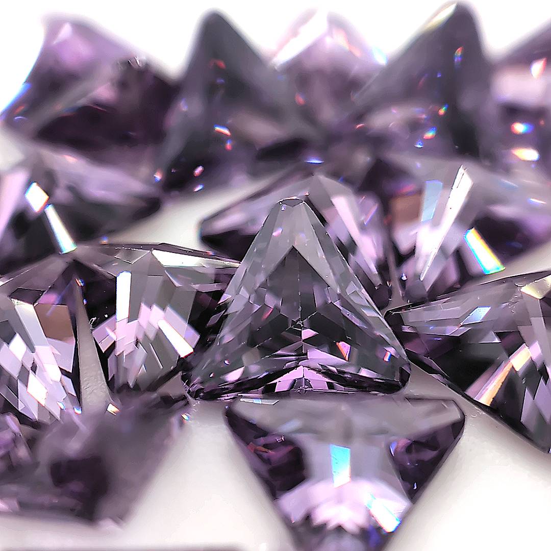 Triangle with Cut Corners Amethyst CZ