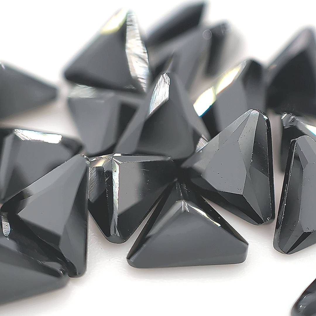 Triangle with Cut Corners Black CZ