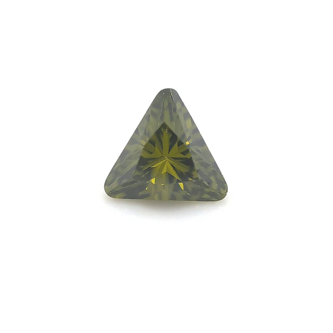 Triangle with Cut Corners Dark Peridot CZ