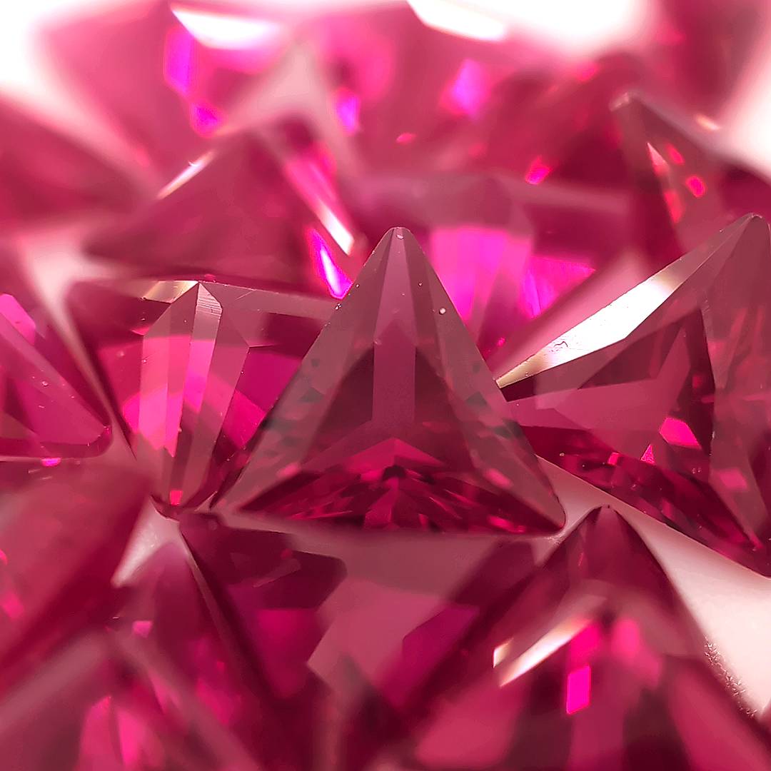 Triangle with Points Synthetic Red Ruby Corundum