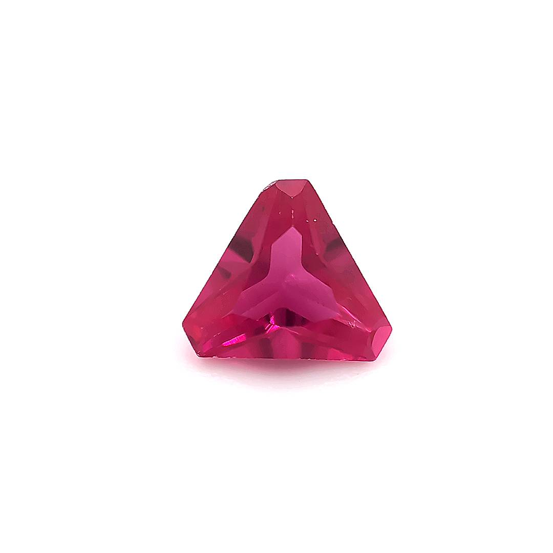 Triangle with Cut Corners Synthetic Red Ruby Corundum