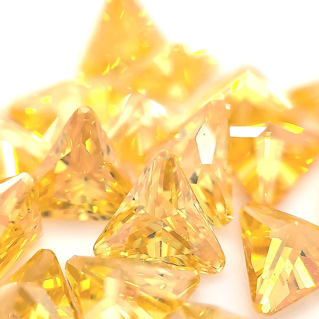 Triangle with Cut Corners Yellow CZ