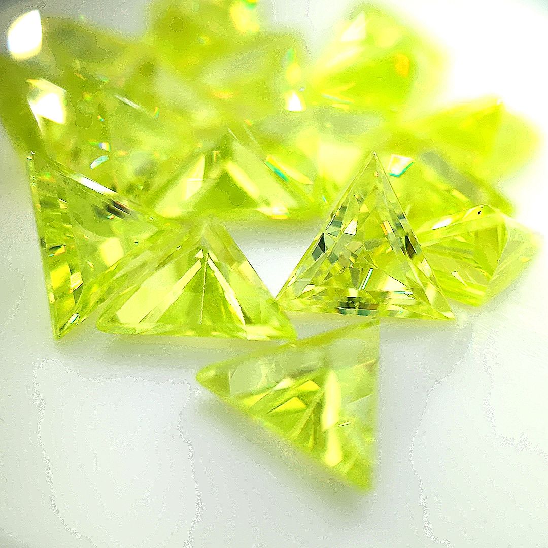 Triangle with Cut Corners Lime CZ