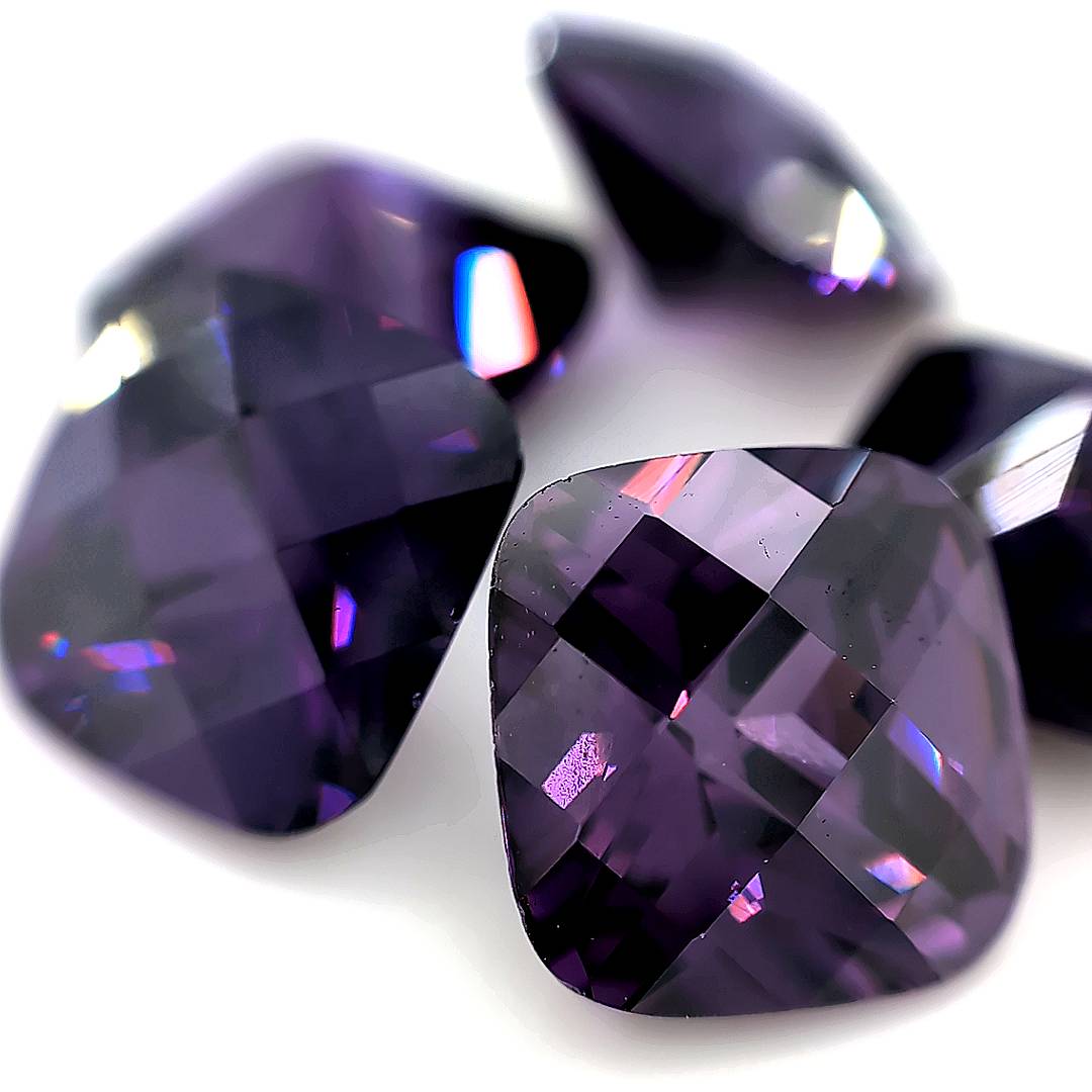 Square Cushion Checkerboard Amethyst CZ