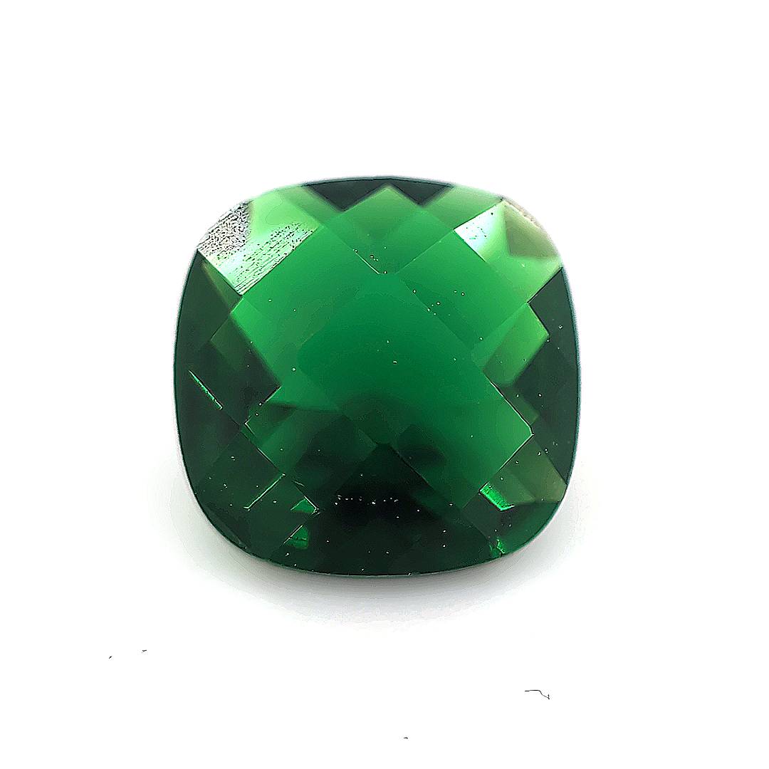 Square Cushion Checkerboard Green Glass