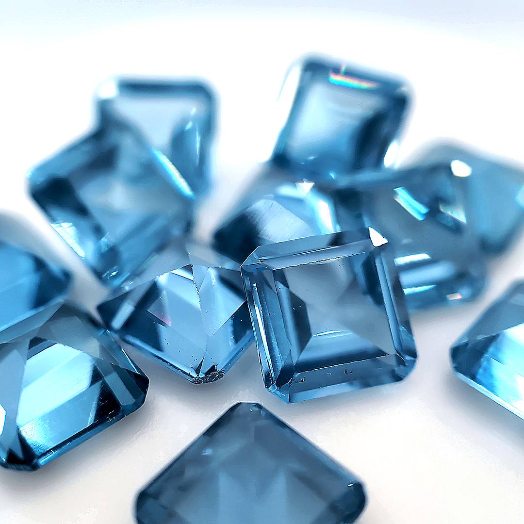 Asscher Square with Cut Corners Synthetic Aquamarine Spinel