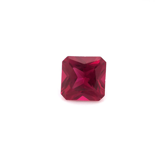 Asscher Square with Cut Corners Synthetic Red Ruby Corundum