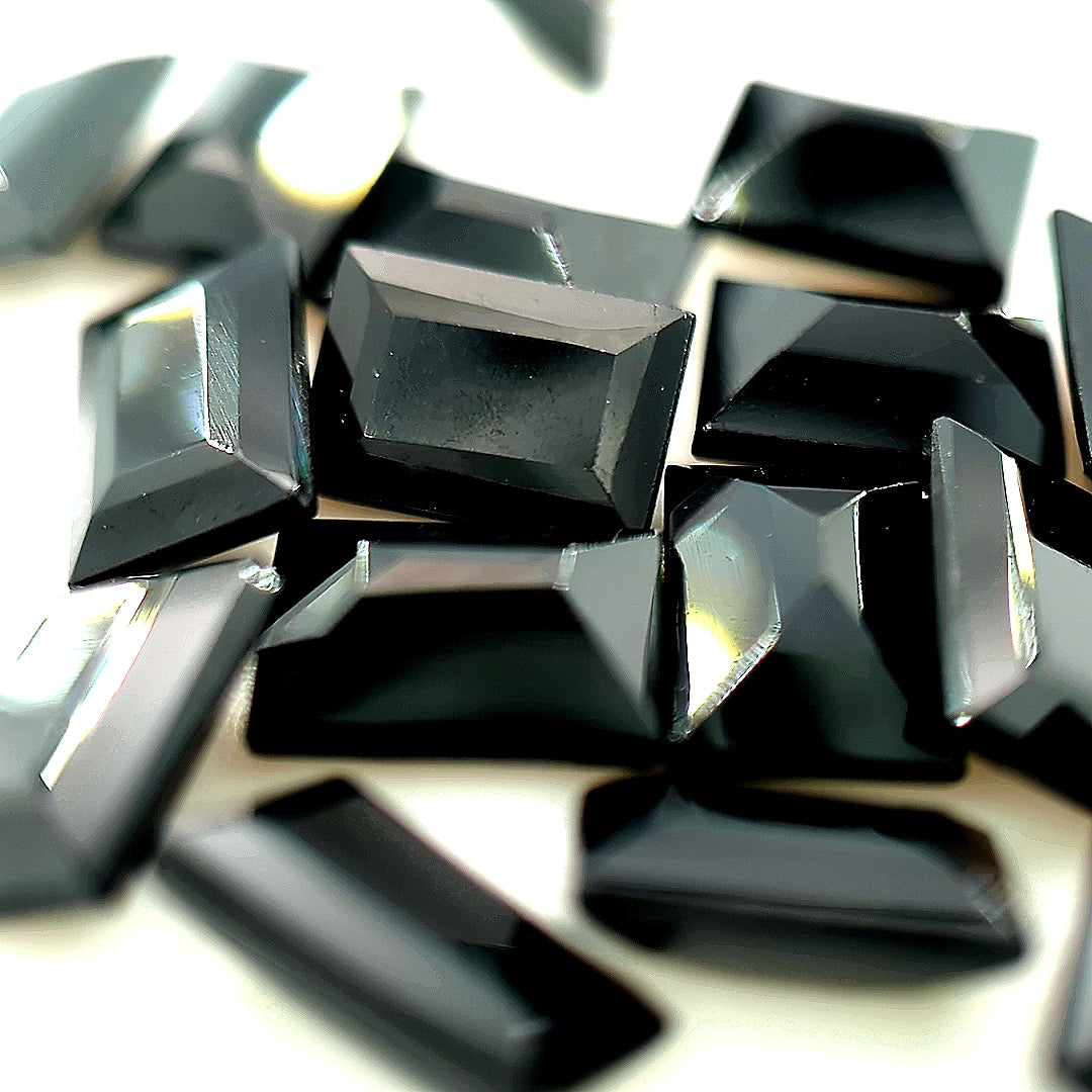 Rectangle Faceted Dyed Black Onyx Calcedony (Agate)