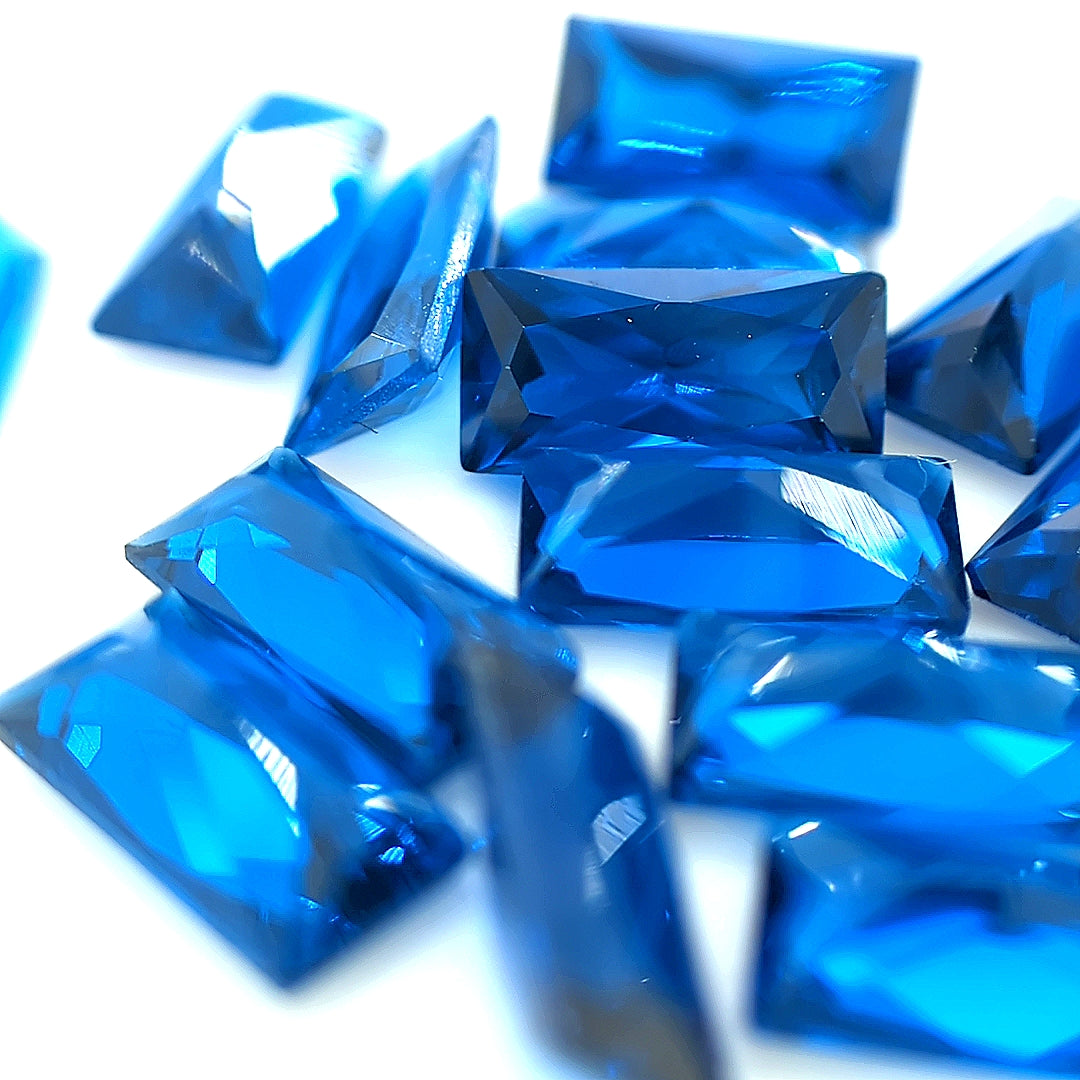 Straight Baguette Synthetic Blue Spinel