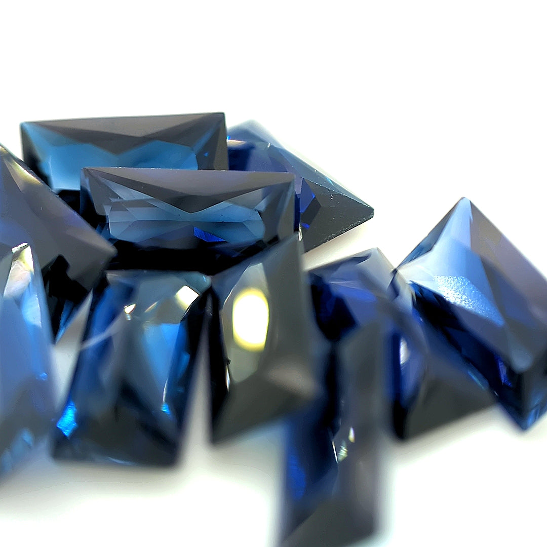 Straight Baguette Synthetic Blue Sapphire Corundum
