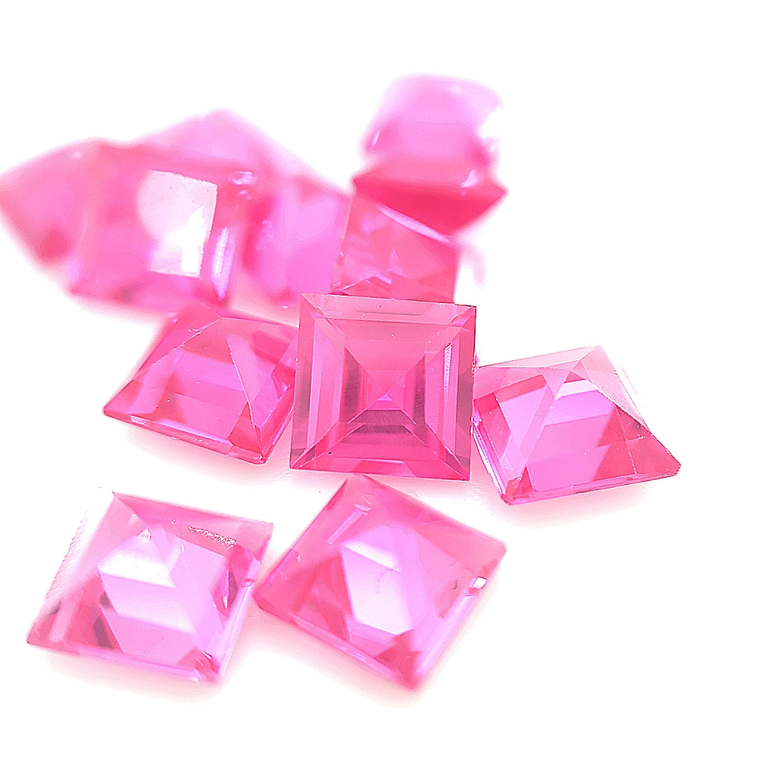 Square Synthetic Pink Sapphire Corundum
