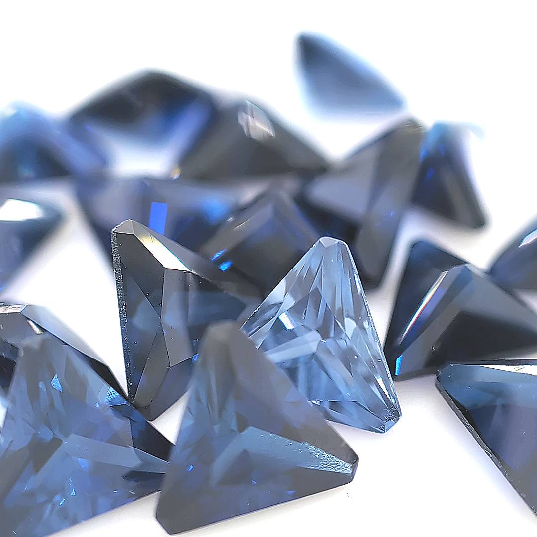 Triangle with Cut Corners Synthetic Blue Sapphire Corundum