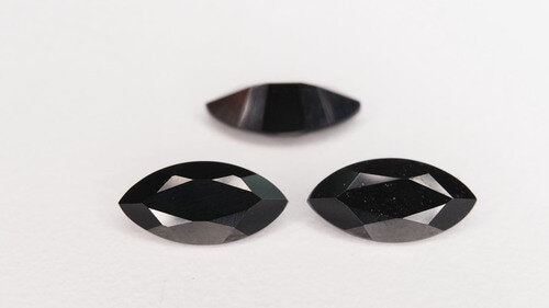 Marquise Faceted Dyed Black Onyx Chalcedony (Agate)